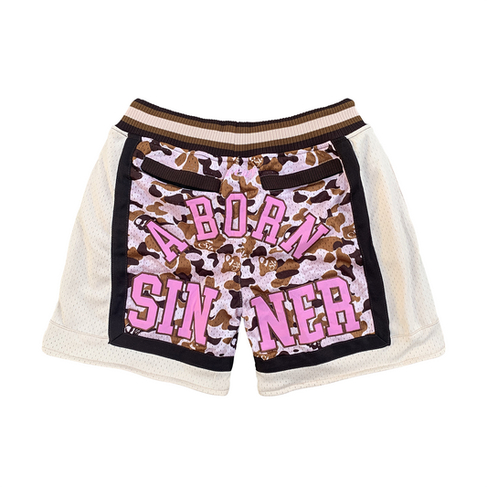 ST.EAZY PINK/BROWN CAMO SHORTS